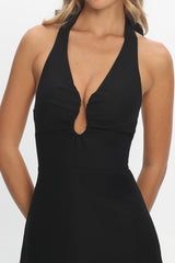 Lioren Plunging Halterneck Maxi Dress Black