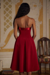 Patchwork Strapless Open Back Fitted Waist Elegant Party Dress