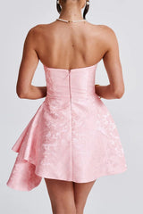Strapless Jacquard Mini Party Dress