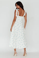 Mathilda Tied Shoulder Midi Dress Blue Floral