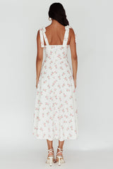 Mathilda Tied Shoulder Midi Dress Pink Floral