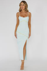 Blair Piping Trim Midi Dress Light Blue