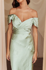 Katrina Off Shoulder Maxi Dress Pistachio