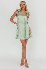 Glow Lettuce Edge Strap Mini Dress Pistachio