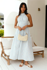 Fly Away Halter Maxi Dress Blue