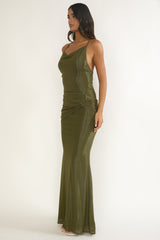 Oralia Criss-Cross Back Maxi Dress Olive