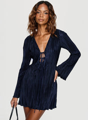 Malop Long Sleeve Mini Dress Navy