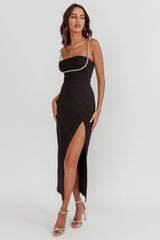 Outspoken Diamante Straps Midi Dress Black