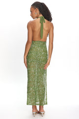 Sharisa High Slit Halter Maxi Dress Green