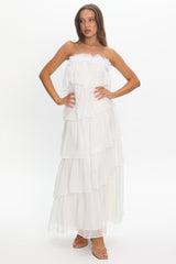 It's Time Tiered Ruffle Maxi Dress Ivory