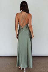 Signature Lace Trim Midi Dress Sage