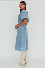 Elias Puff Sleeve Midi Dress Denim