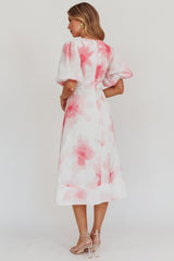 Elias Puff Sleeve Midi Dress Blush
