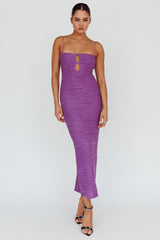 Orion Keyhole Bodice Midi Dress Purple