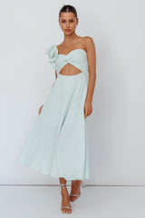 Jolina Ruffle Shoulder Midi Dress Mint