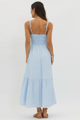 Golden Suns Scallop Trim Midi Dress Baby Blue