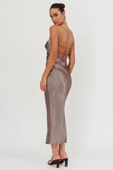 Good Impression Double Twist Midi Dress Charcoal