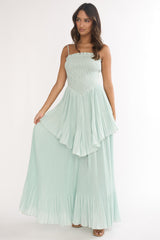 Delin Smocked Layered Maxi Dress Sage