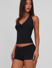 ZINZIE HALTER TOP - BLACK