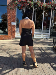 Onyx Black Halter Blazer Mini Dress