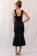 Sorry Not Sorry Wide Strap Flounce Dress Black